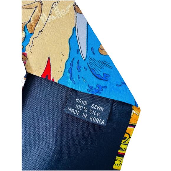 NICOLE MILLER 1993 VINTAGE SUMMER BEACH SURF MILLER BEER SILK TIE 3.75 x 58 in - Picture 5 of 5